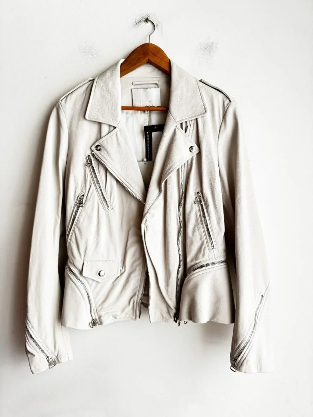 3.1 Phillip Lim White Contour Motorcross Leather Motorcycle Jacket 8 - Picture 2 of 10